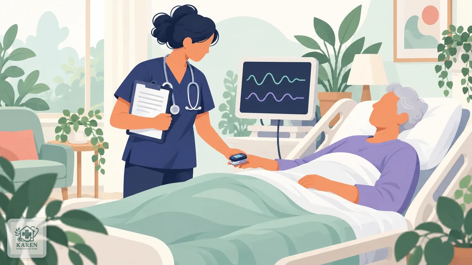 پایش علائم حیاتی بیمار توسط پرستار ویژه در ICU در منزل