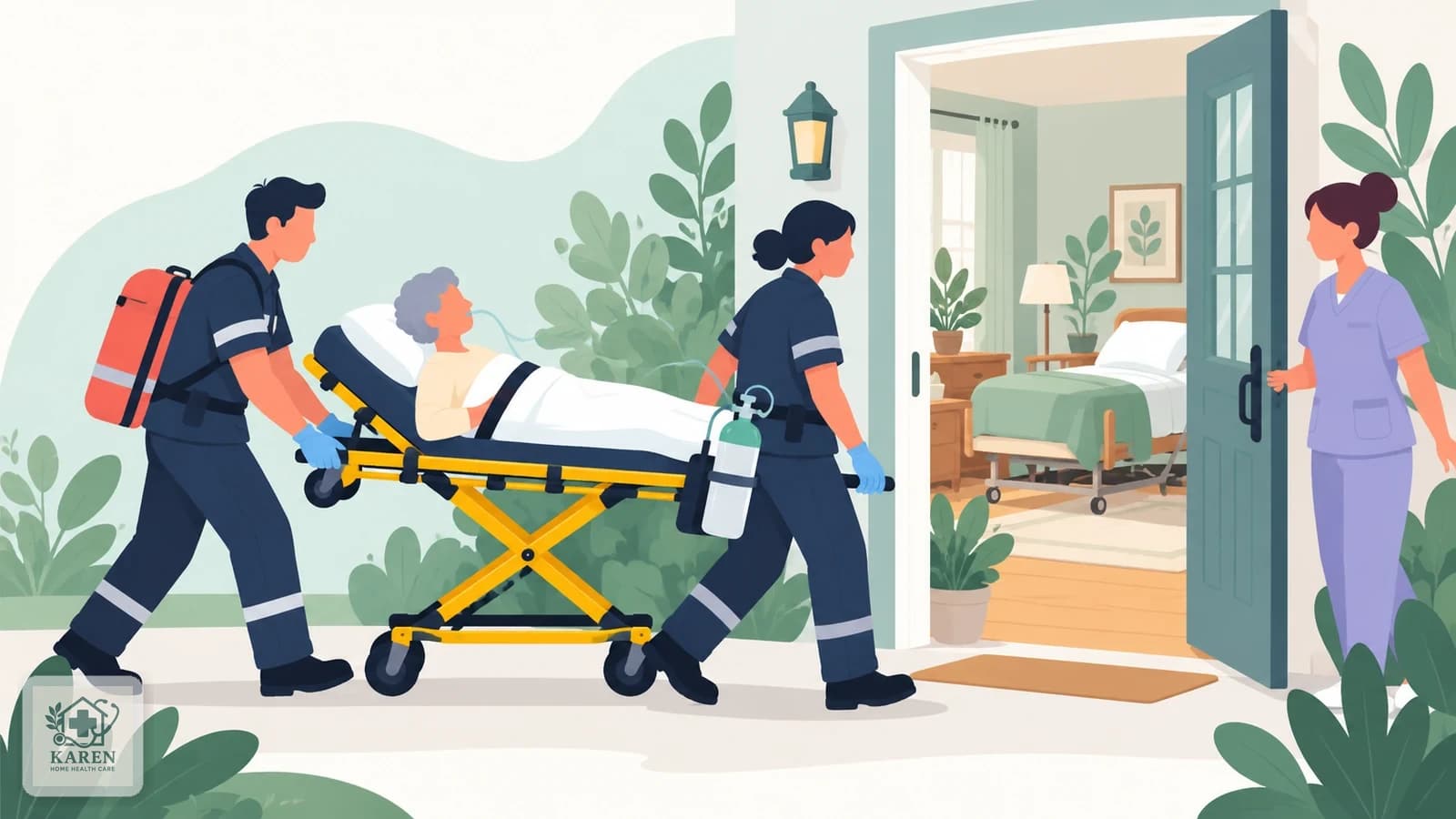 انتقال بیمار از ICU بیمارستان به منزل با برانکارد و اکسیژن پرتابل