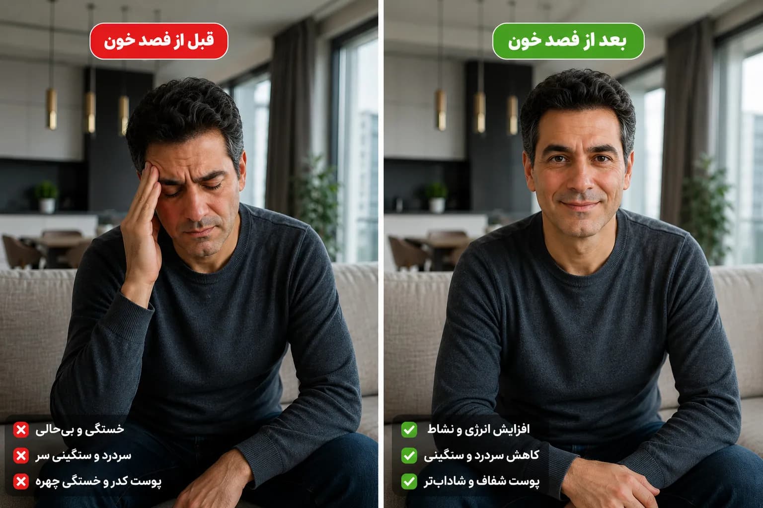 بعد از فصد خون - بهبود علائم