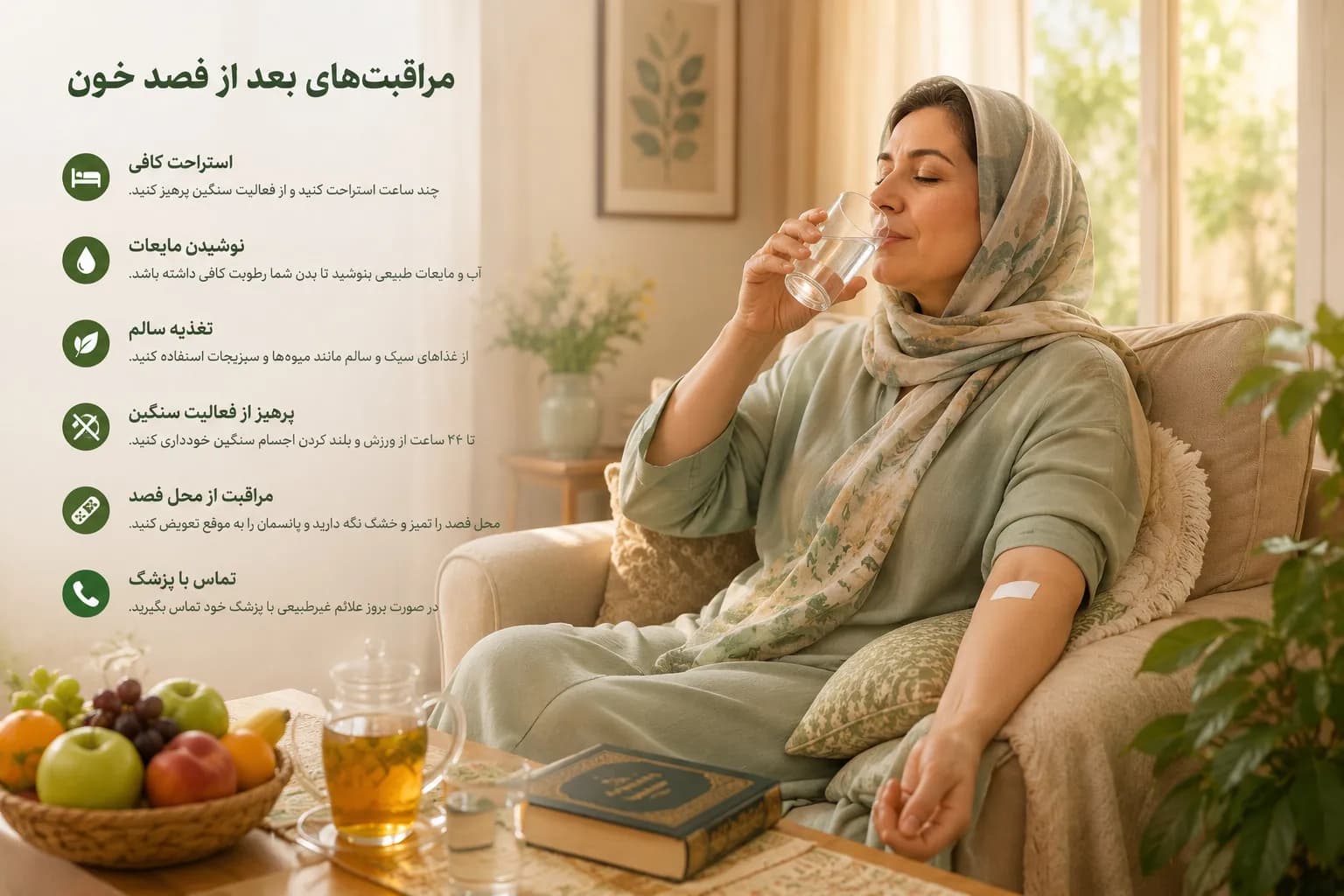 مراقبت‌های بعد از فصد خون در منزل