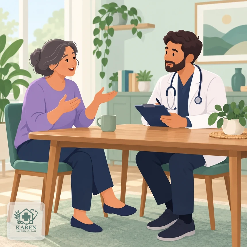 تصویر مفهومی از گفتگوی بیمار با پزشک دربارهٔ سابقهٔ حساسیت پیش از تزریق