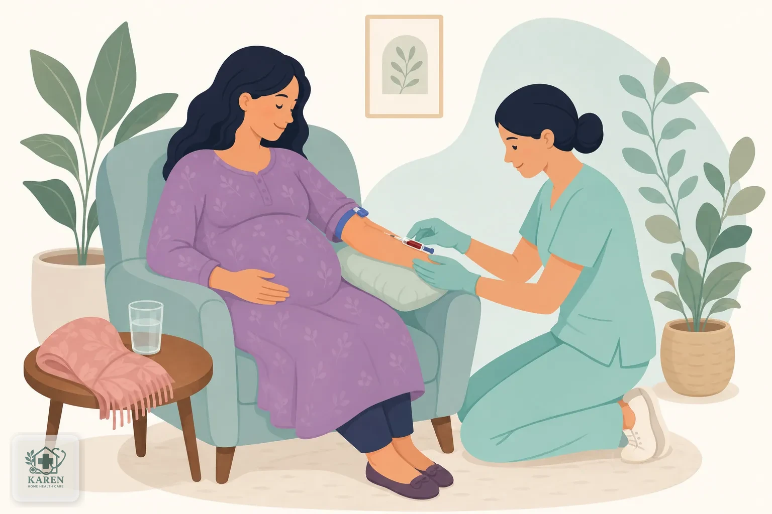 نمونه‌گیری آزمایش D-dimer از یک زن باردار در منزل