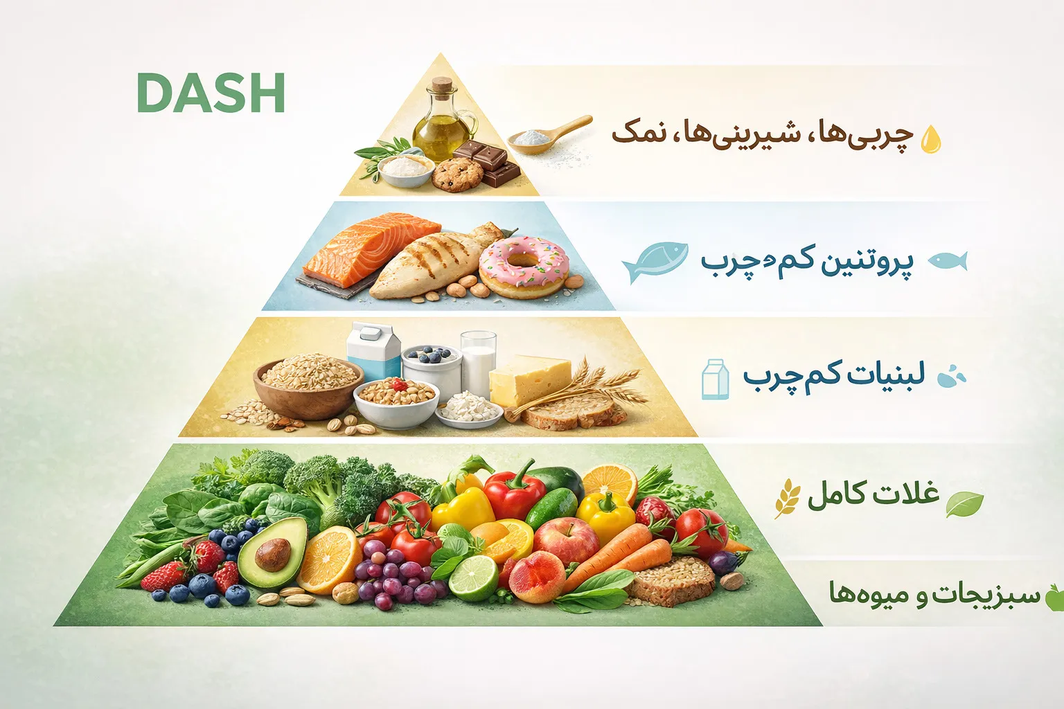 هرم رژیم DASH: تغذیه‌ای توصیه‌شده برای قلب سالم