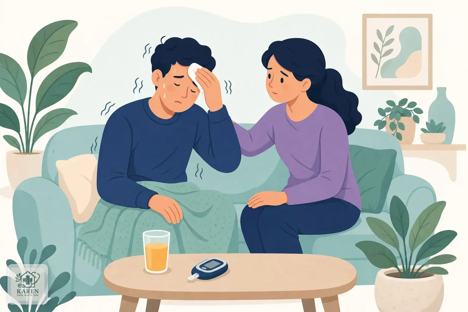 علائم هشدار بعد از فصد خون در بیمار دیابتی مانند لرزش و تعریق سرد
