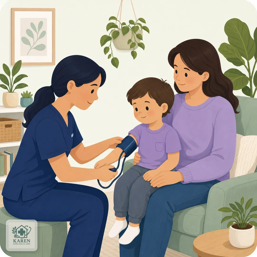 اندازه‌گیری فشار خون کودک با کاف مخصوص کودکان در منزل