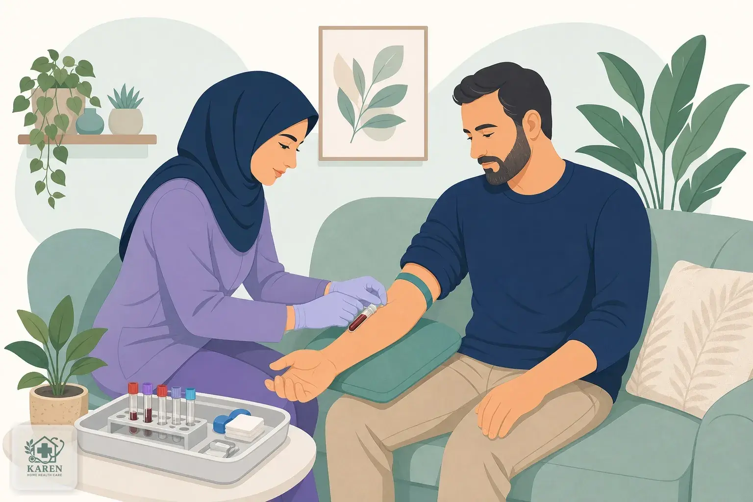 خون‌گیری در منزل برای آزمایش CBC و هماتوکریت پیش از مشاوره کاشت مو