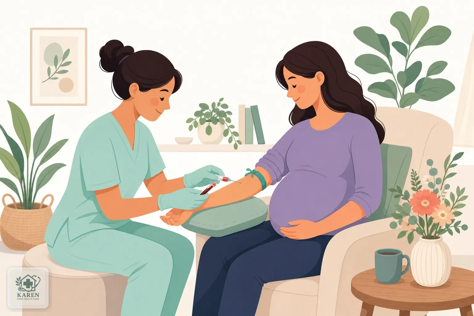 نمونه‌گیری آزمایش PT PTT INR از یک زن باردار در منزل قبل از زایمان