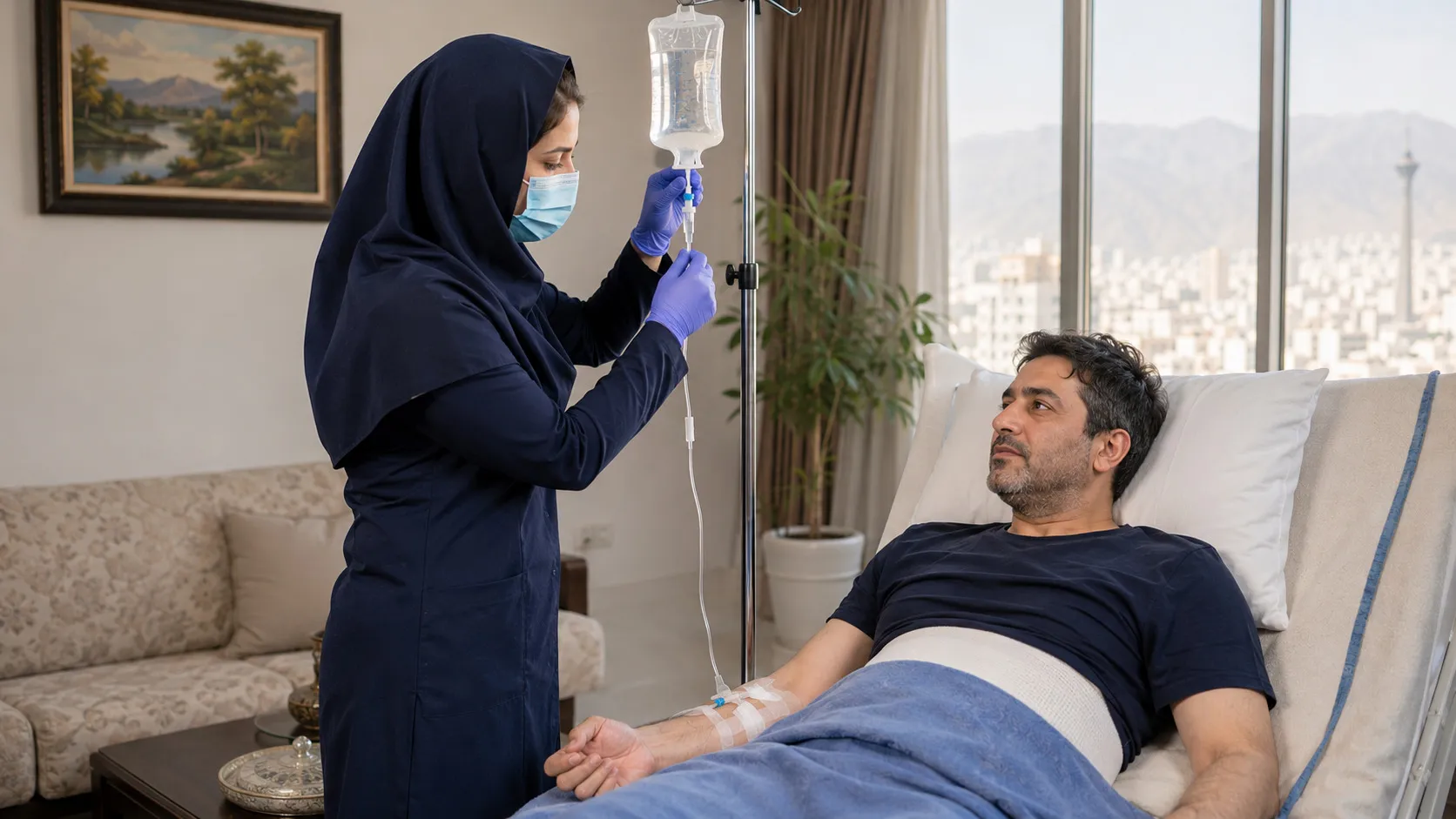 سرم‌تراپی در منزل برای بیمار در دوره نقاهت بعد از جراحی
