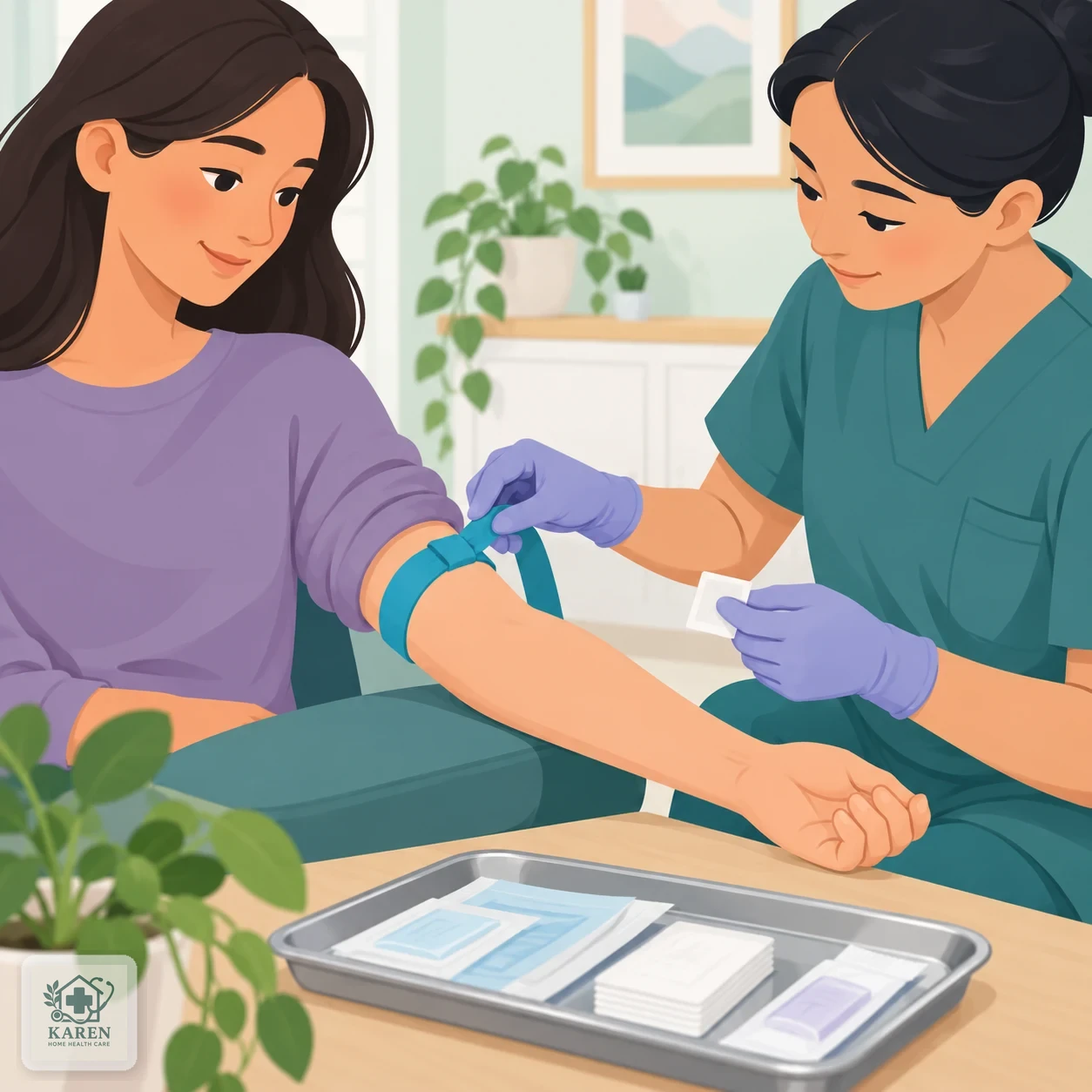 آماده‌سازی استریل و رگ‌گیری با دستکش و ضدعفونی ساعد