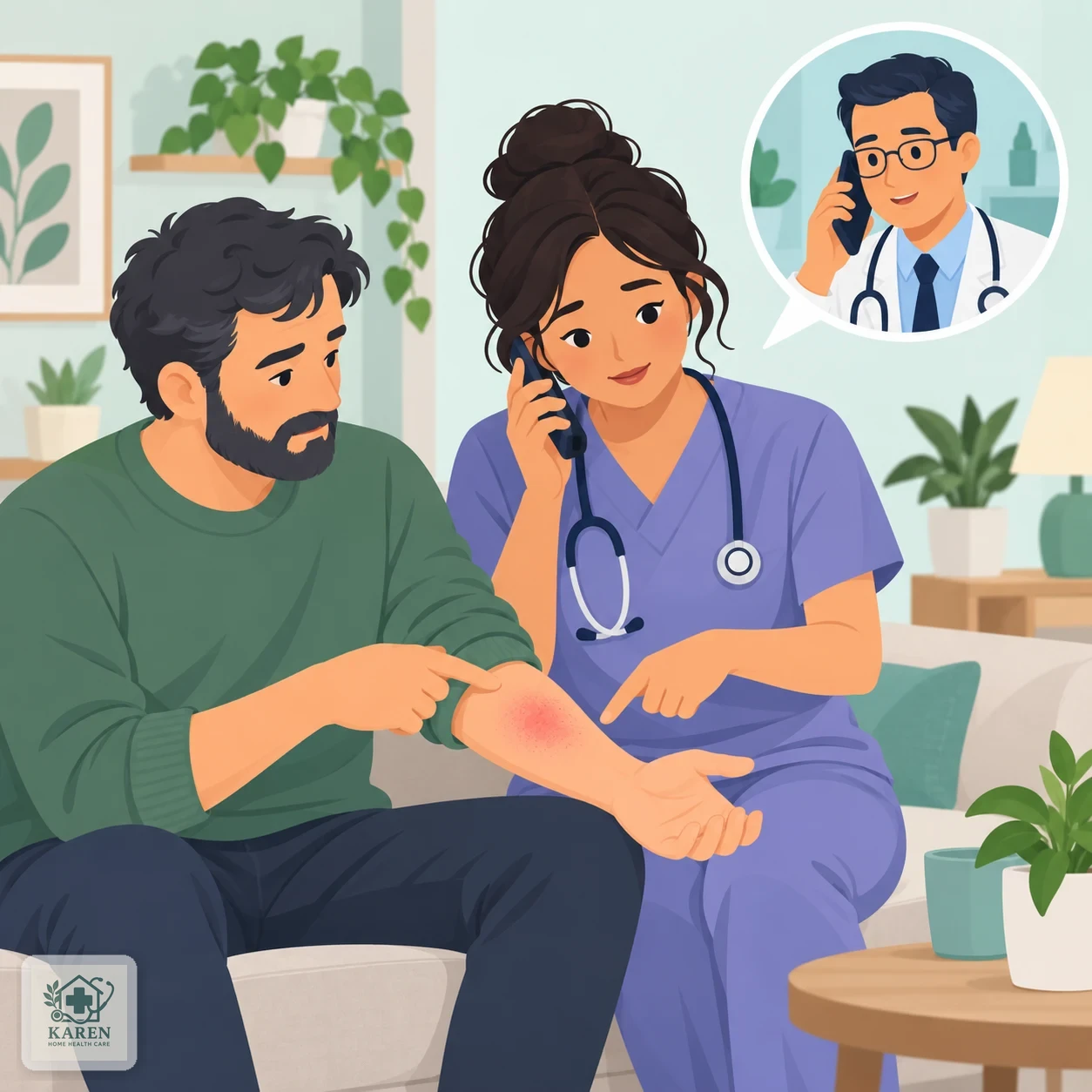 تماس با پزشک یا پرستار برای قرمزی و ورم پیشرونده بعد از سرم