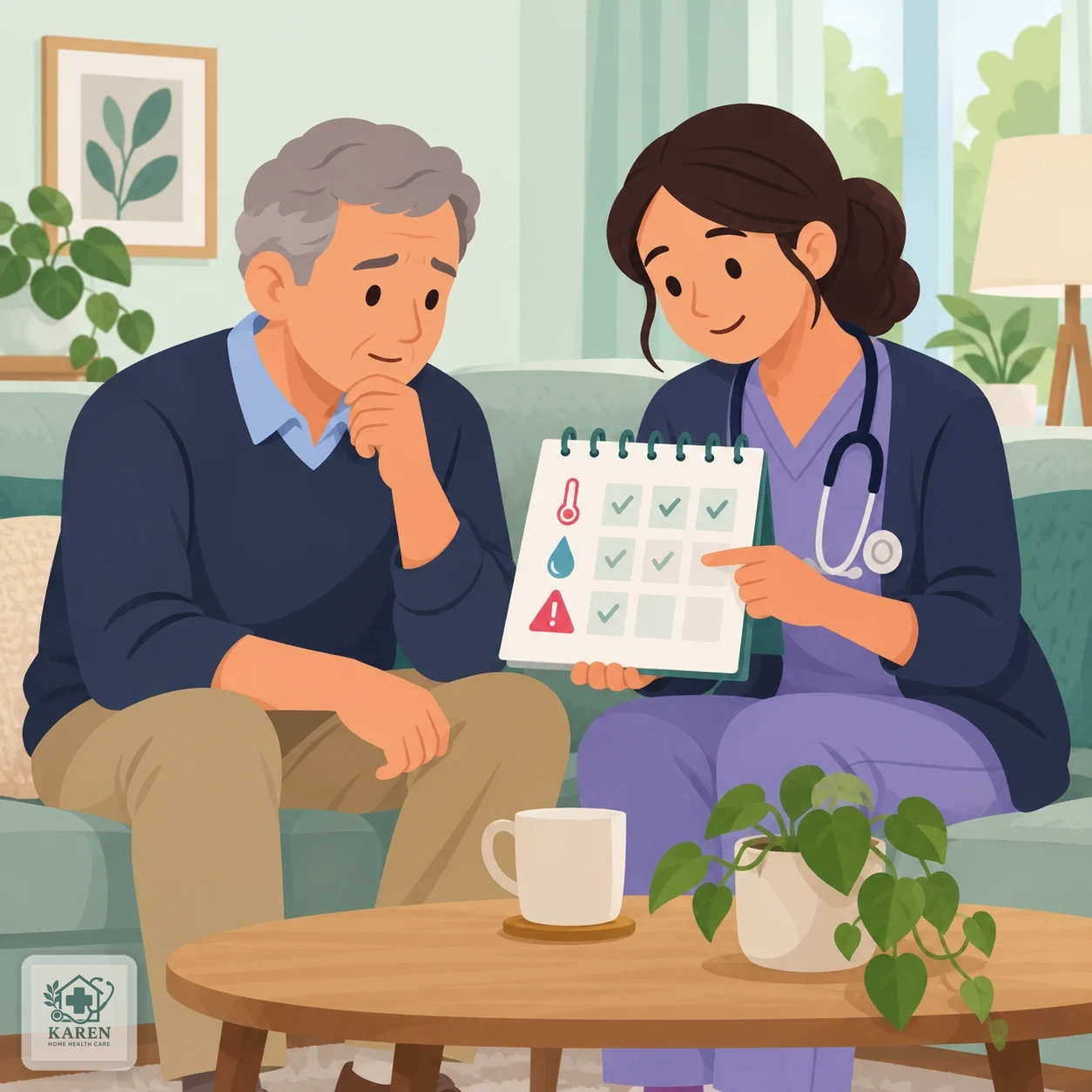 خانواده و پرستار هنگام بررسی علائم هشدار بیمار دارای سوند