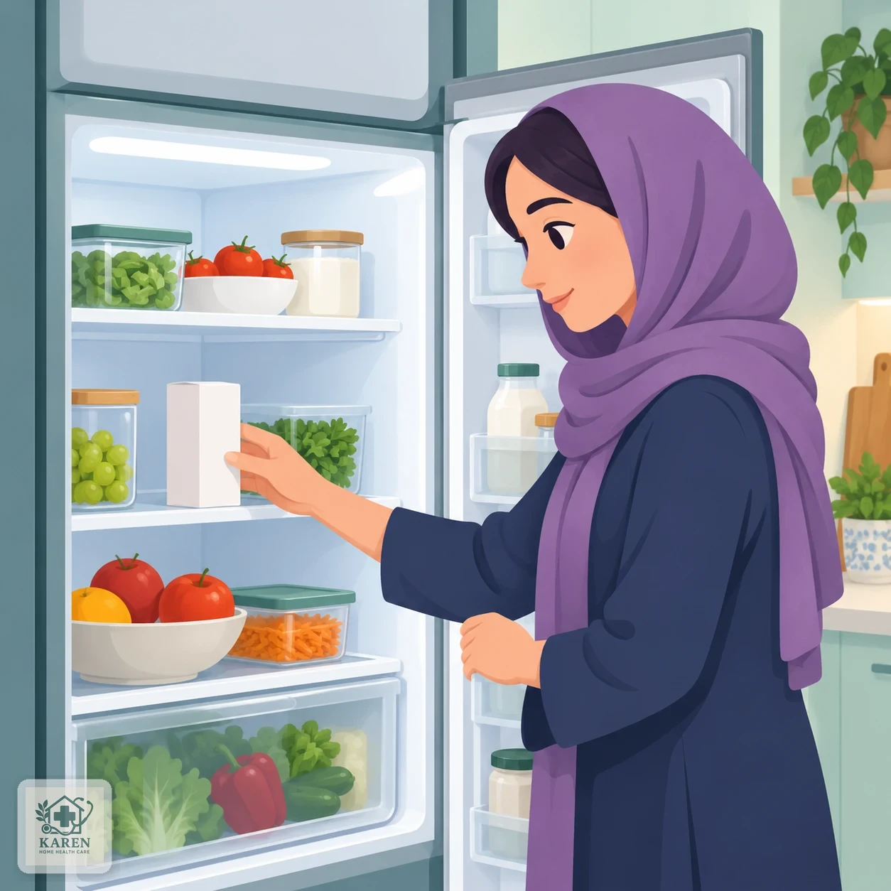 قفسه میانی یخچال خانگی با یک بسته دارویی در جعبه اصلی و با فاصله از دیواره پشتی