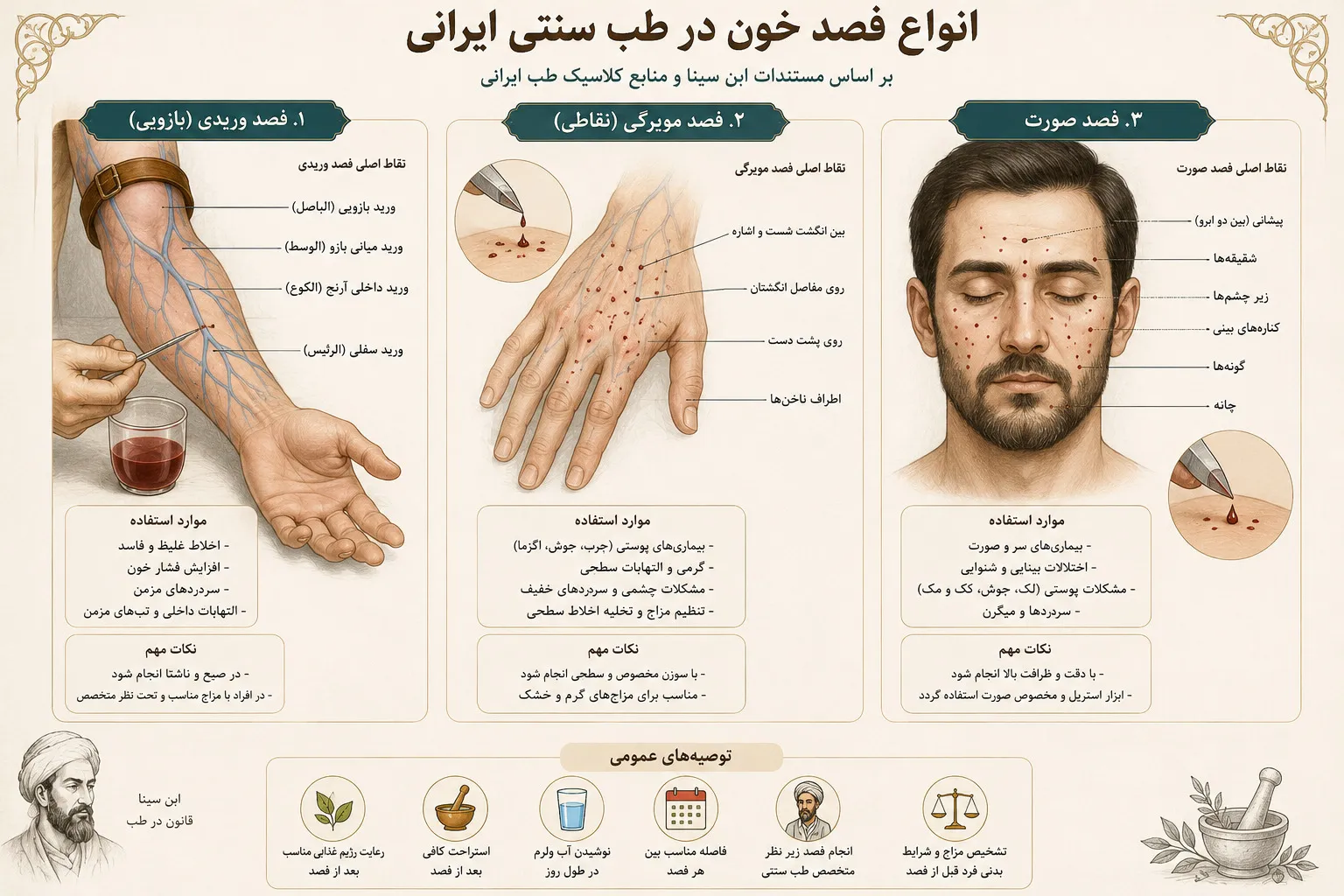 انواع فصد خون - وریدی، مویرگی و فصد صورت