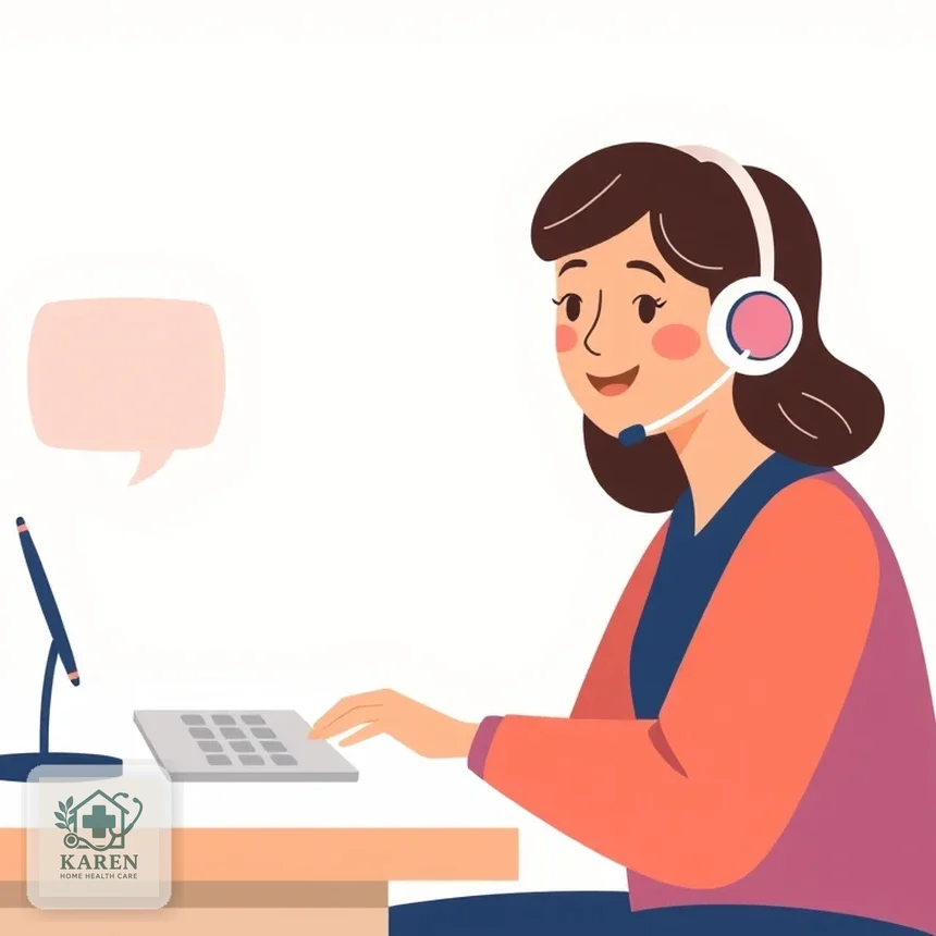 کارشناس پشتیبانی در حال هماهنگی تلفنی رزرو ویزیت متخصص گوارش