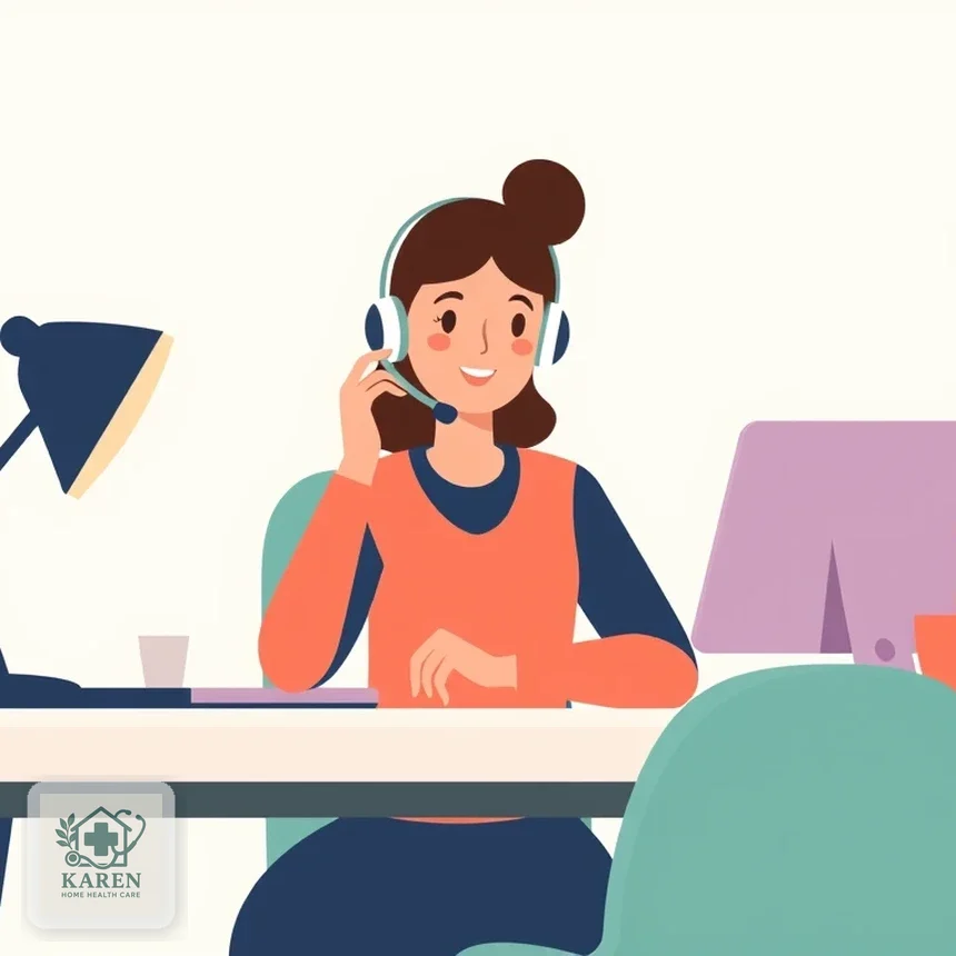 کارشناس پشتیبانی در حال هماهنگی تلفنی رزرو ویزیت متخصص عفونی
