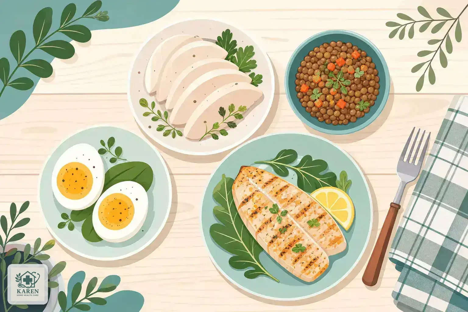 وعده پروتئین کم‌چرب شامل تخم‌مرغ و مرغ آب‌پز برای بازگشت انرژی
