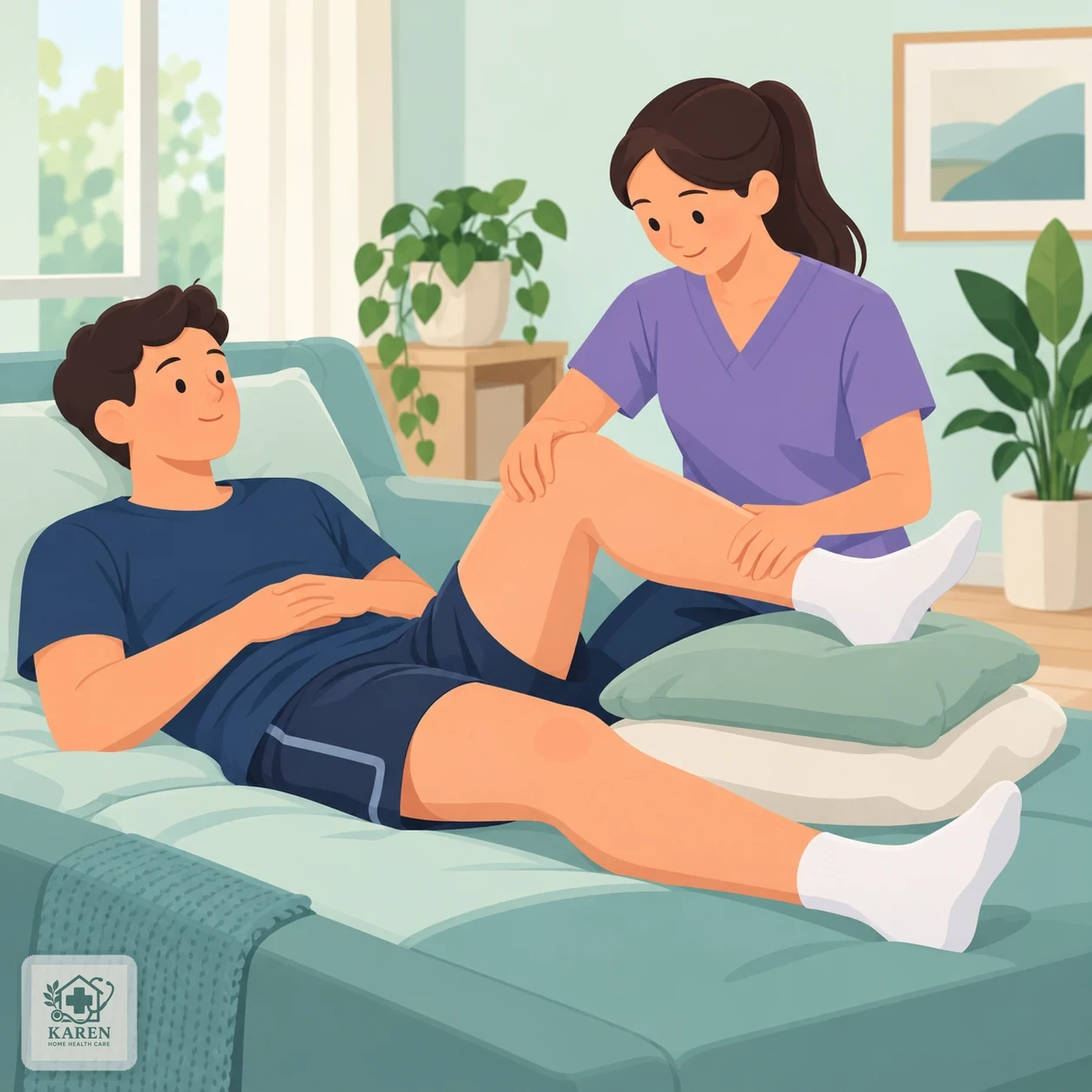 تمرین دامنه‌ی حرکتی زانو بعد از جراحی با فیزیوتراپیست
