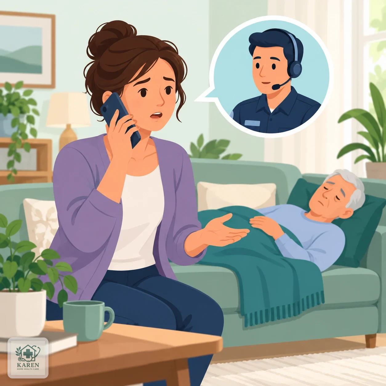 تماس خانواده با اورژانس برای بیمار گیج و رنگ‌پریده