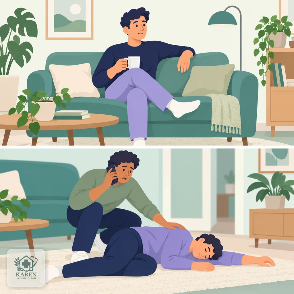 تصویر آموزشی مفهومی از تفاوت علائم قابل مراقبت در خانه و علائم هشدار بعد از مصرف زیاد الکل