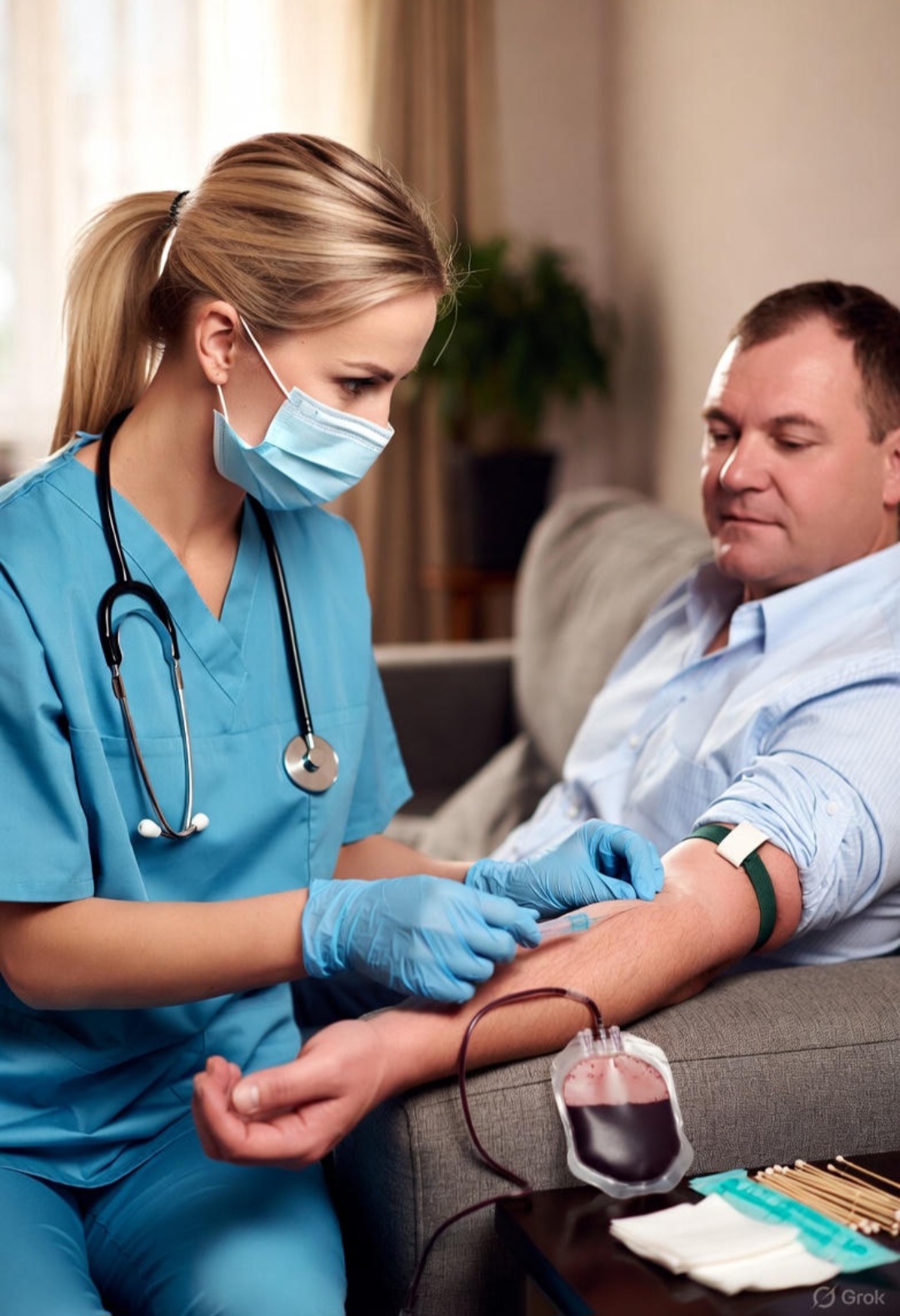 فصد خون سیار در منزل تهران با تجهیزات استریل توسط پرستار کارن هوم کر